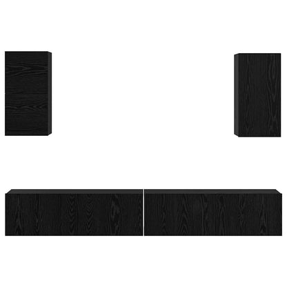 Wand-TV-Schrank 3 pcs Schwarz Eichen-Optik Holzwerkstoff