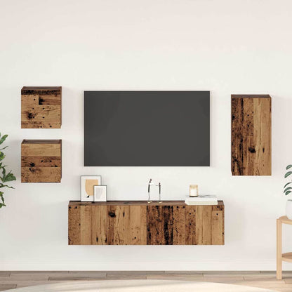TV-Schrankset Wandmontiert 5 pcs Altholz Holzwerkstoff