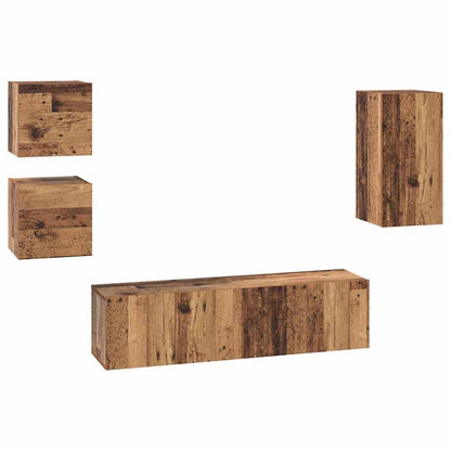 TV-Schrankset Wandmontiert 5 pcs Altholz Holzwerkstoff