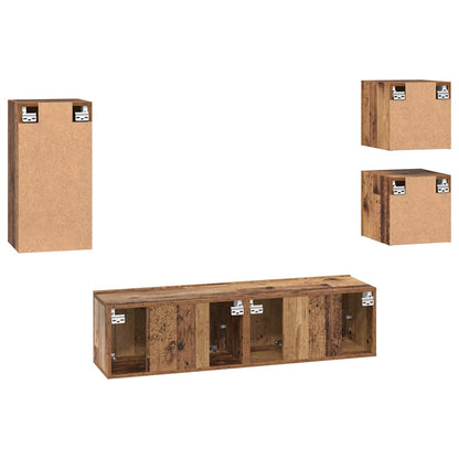 TV-Schrankset Wandmontiert 5 pcs Altholz Holzwerkstoff