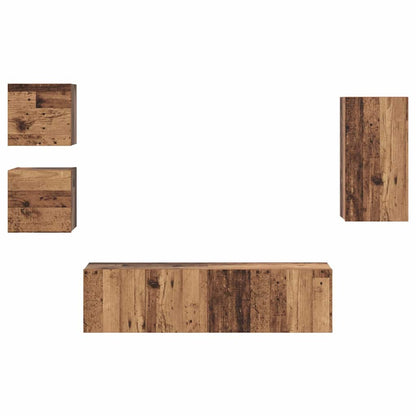 TV-Schrankset Wandmontiert 5 pcs Altholz Holzwerkstoff