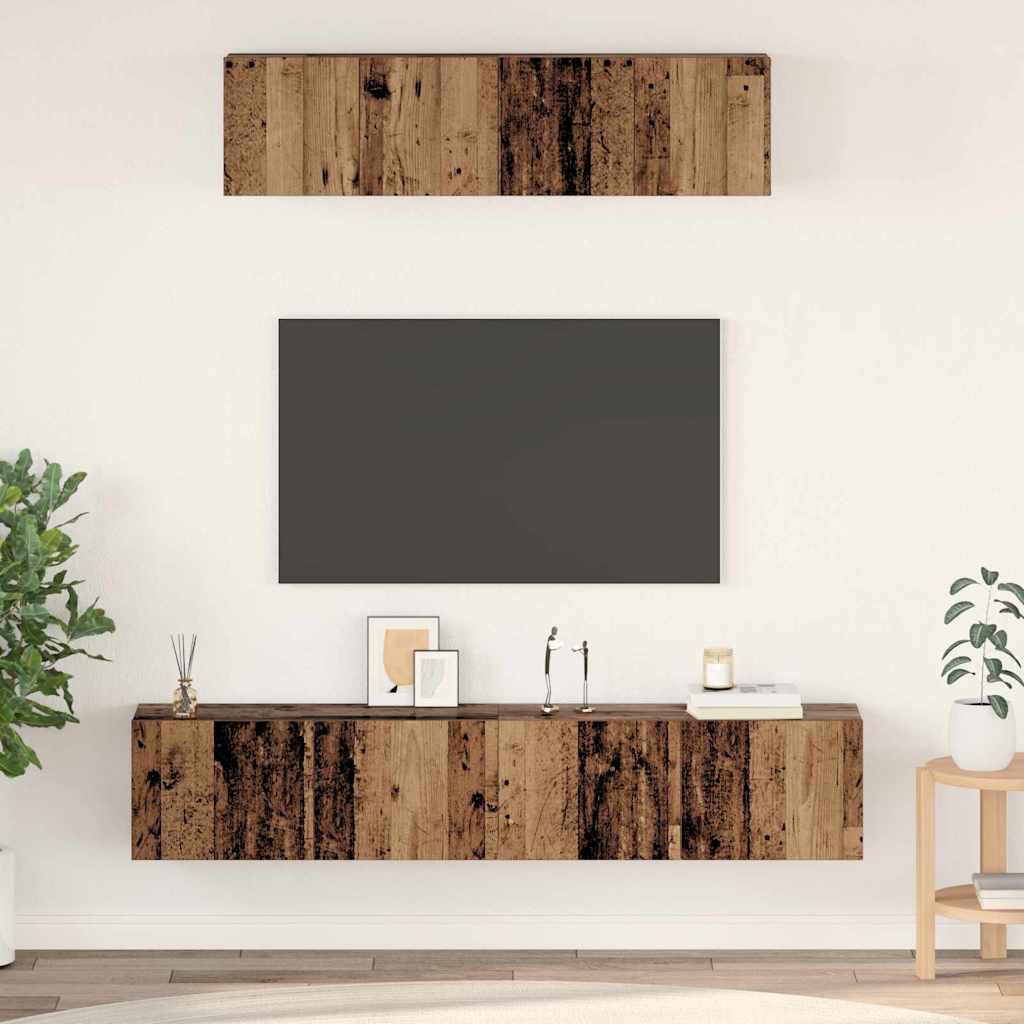 TV-Schrankset Wandmontiert 4 pcs Altholz Holzwerkstoff