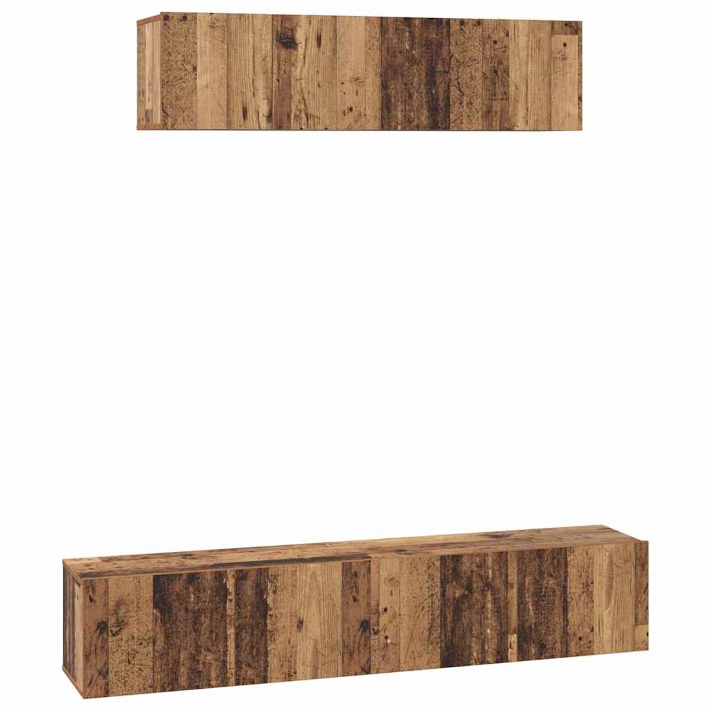 TV-Schrankset Wandmontiert 4 pcs Altholz Holzwerkstoff