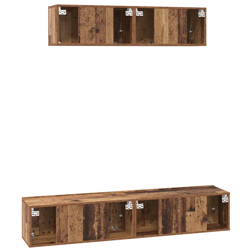 TV-Schrankset Wandmontiert 4 pcs Altholz Holzwerkstoff