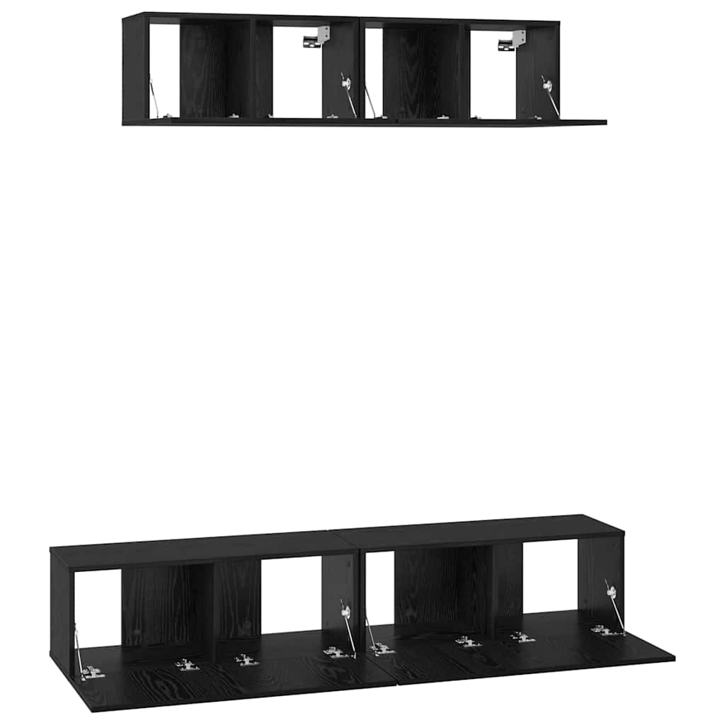 TV-Schrankset 4 pcs Schwarz Eichen-Optik Holzwerkstoff