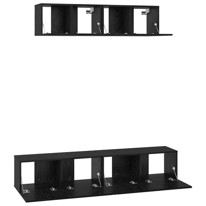TV-Schrankset 4 pcs Schwarz Eichen-Optik Holzwerkstoff