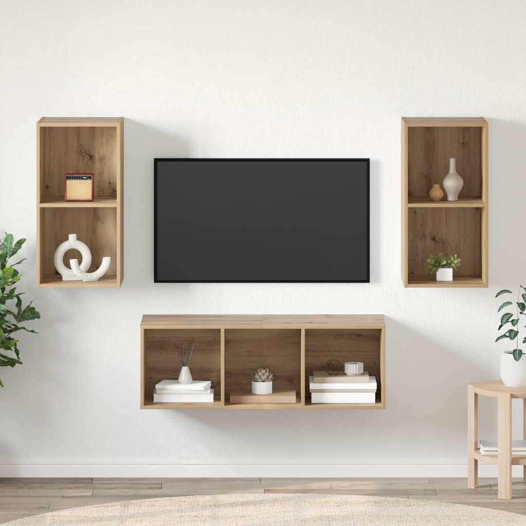 TV-Schrankset Artisan-Eiche 37 x 37 x 107 cm Holzwerkstoff