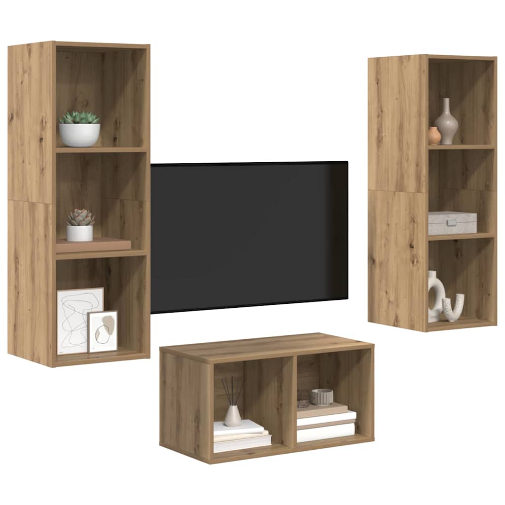 TV-Schrankset Artisan-Eiche 37 x 37 x 107 cm Holzwerkstoff