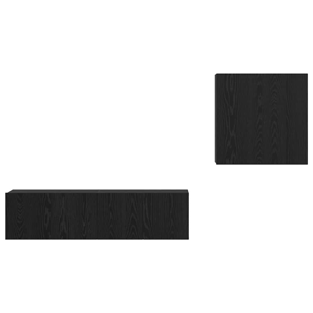 TV-Schrankset Wandmontiert Schwarz Eichen-Optik Holzwerkstoff
