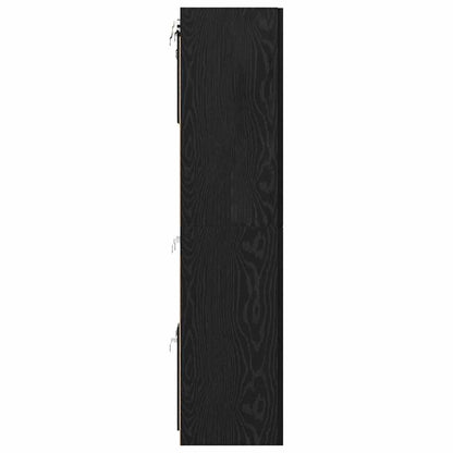 TV-Schrankset Wandmontiert Schwarz Eichen-Optik Holzwerkstoff