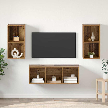 TV-Schrankset Wandmontiert 3 pcs Altholz Holzwerkstoff