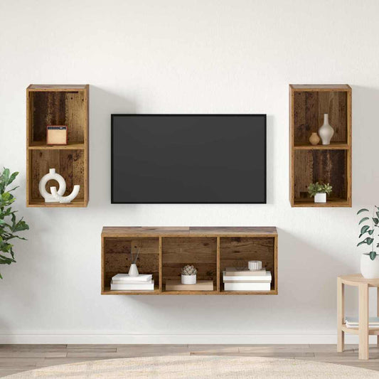TV-Schrankset Wandmontiert 3 pcs Altholz Holzwerkstoff