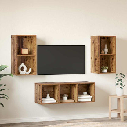 TV-Schrankset Wandmontiert 3 pcs Altholz Holzwerkstoff