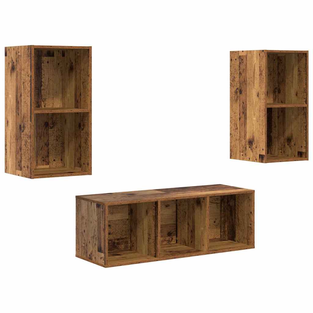 TV-Schrankset Wandmontiert 3 pcs Altholz Holzwerkstoff