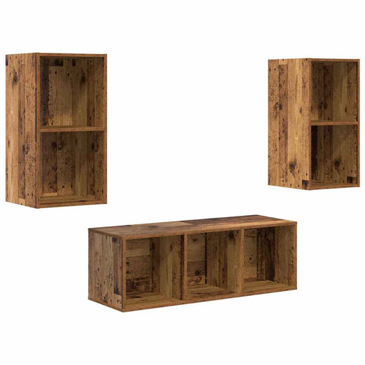 TV-Schrankset Wandmontiert 3 pcs Altholz Holzwerkstoff