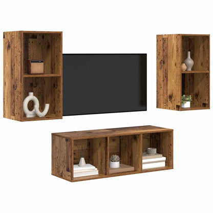 TV-Schrankset Wandmontiert 3 pcs Altholz Holzwerkstoff