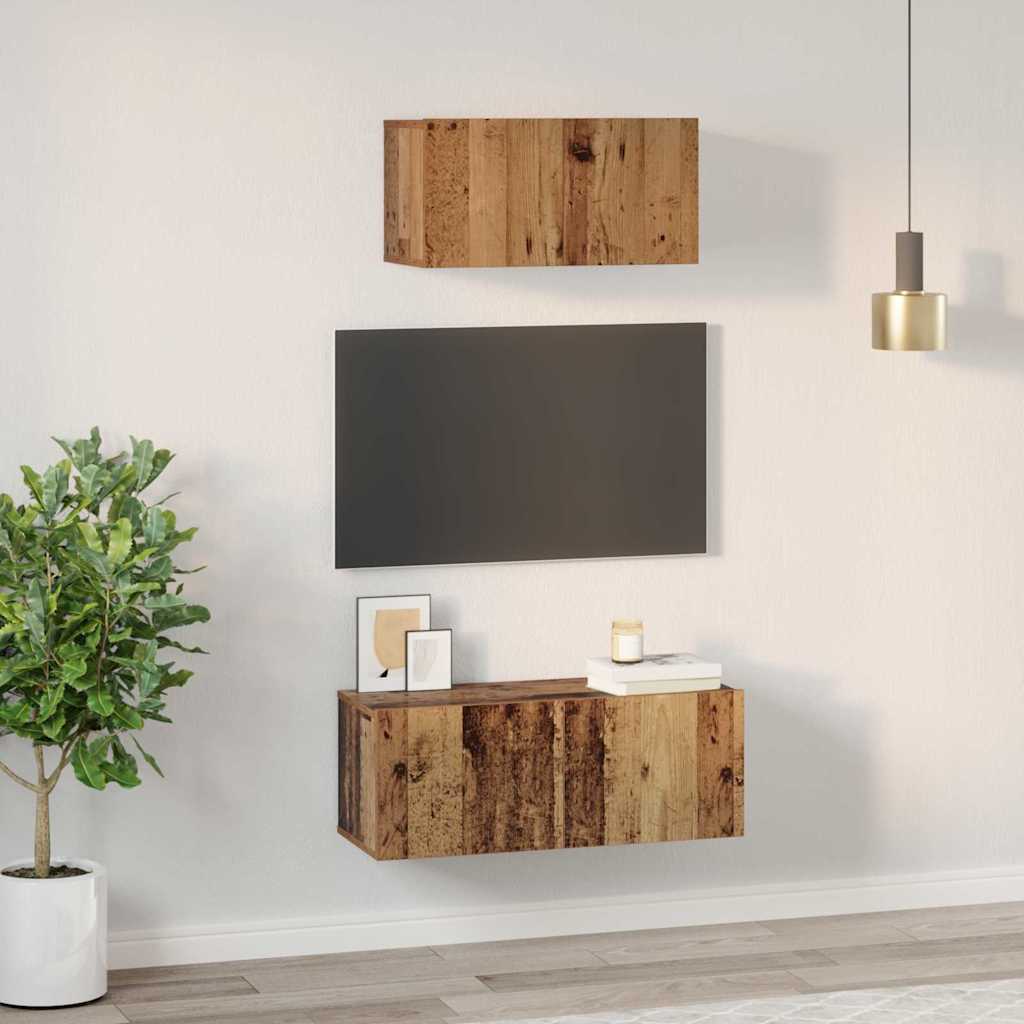 TV-Schrankset Wandmontiert 2 pcs Altholz Holzwerkstoff