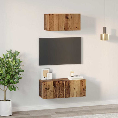 TV-Schrankset Wandmontiert 2 pcs Altholz Holzwerkstoff