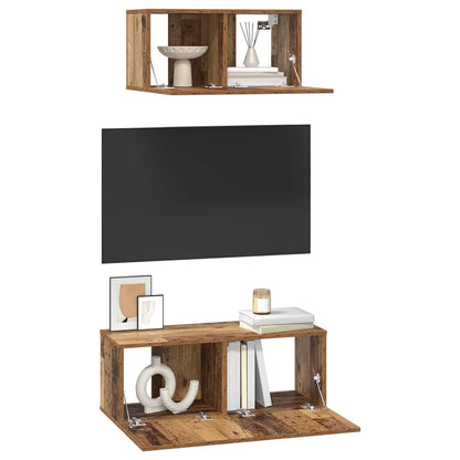 TV-Schrankset Wandmontiert 2 pcs Altholz Holzwerkstoff
