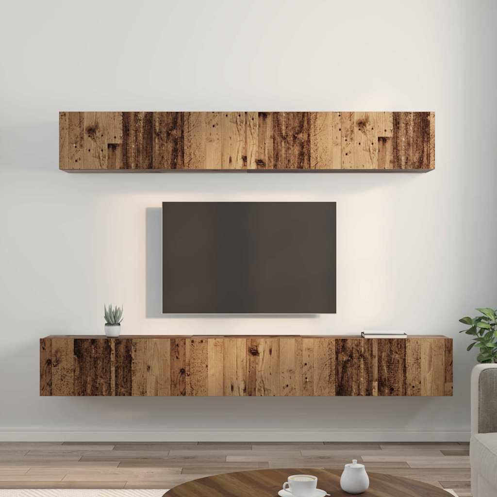TV-Schrankset Wandmontiert 5 pcs Altholz Holzwerkstoff