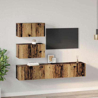 TV-Schrankset Wandmontiert 4 pcs Altholz Holzwerkstoff