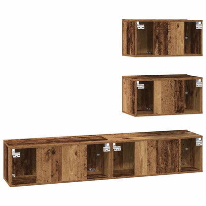 TV-Schrankset Wandmontiert 4 pcs Altholz Holzwerkstoff