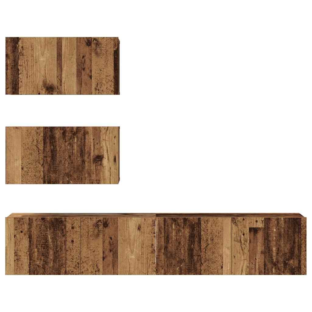 TV-Schrankset Wandmontiert 4 pcs Altholz Holzwerkstoff