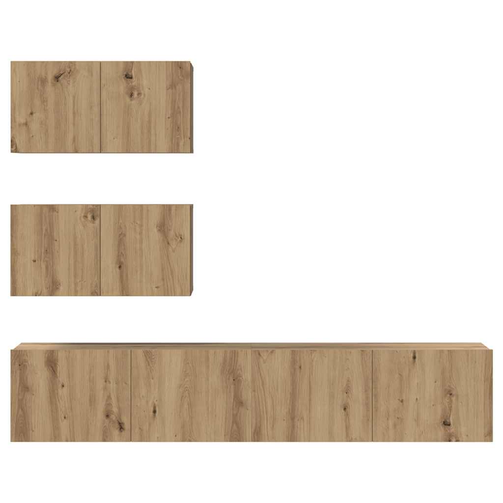 TV-Schrankset Wandmontiert 4 pcs Artisan-Eiche Holzwerkstoff