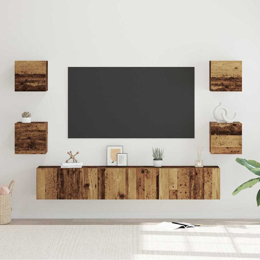TV-Schrankset Wandmontiert 7 pcs Altholz Holzwerkstoff