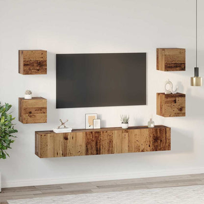 TV-Schrankset Wandmontiert 7 pcs Altholz Holzwerkstoff