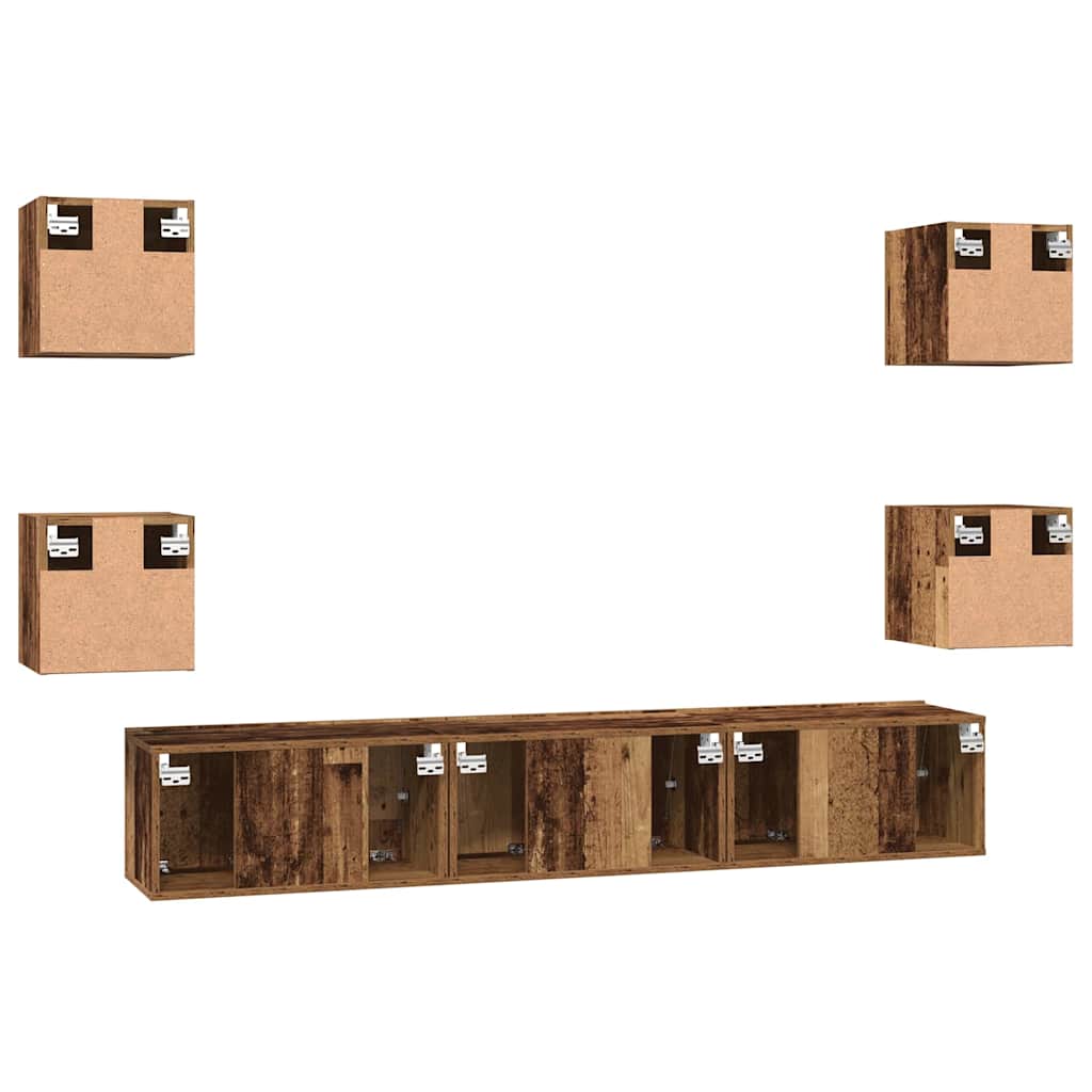 TV-Schrankset Wandmontiert 7 pcs Altholz Holzwerkstoff