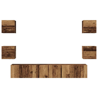 TV-Schrankset Wandmontiert 7 pcs Altholz Holzwerkstoff