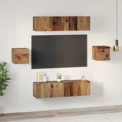 TV-Schrankset Wandmontiert 6 pcs Altholz Holzwerkstoff