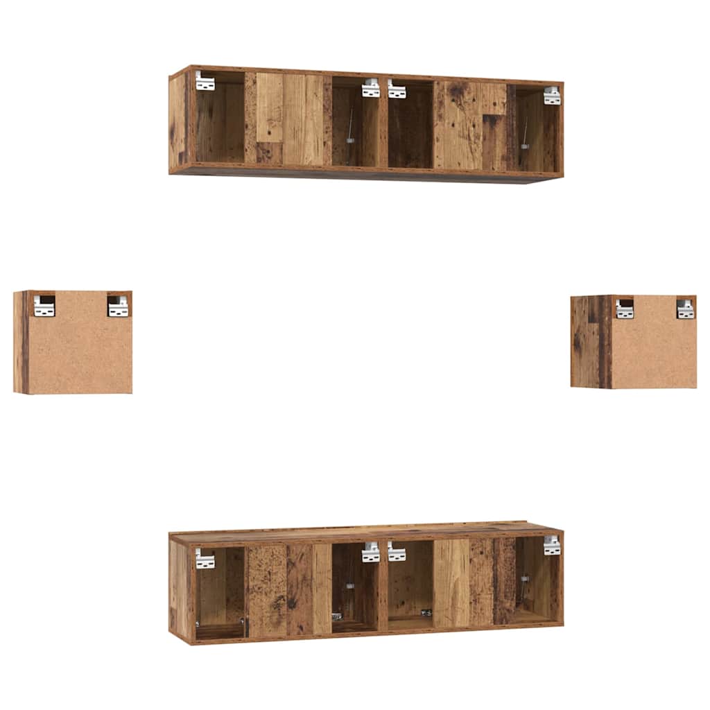 TV-Schrankset Wandmontiert 6 pcs Altholz Holzwerkstoff
