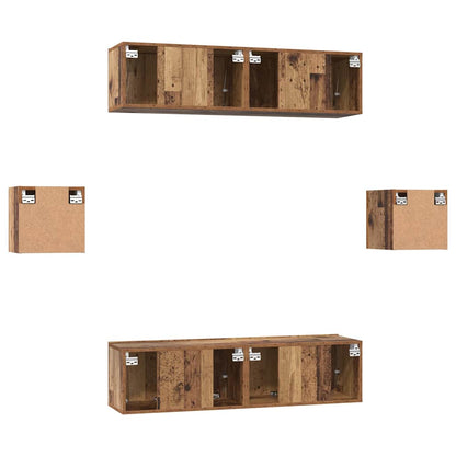 TV-Schrankset Wandmontiert 6 pcs Altholz Holzwerkstoff