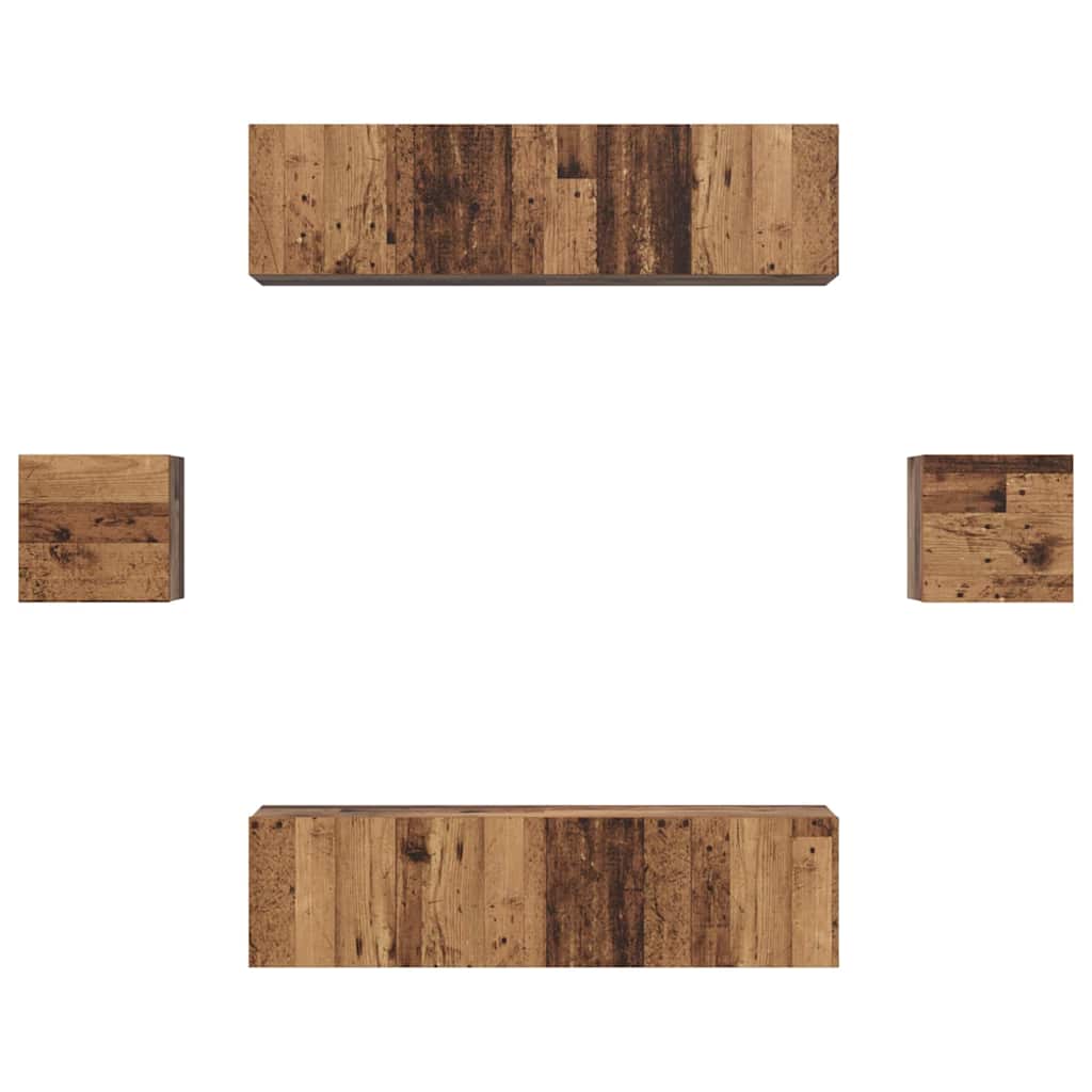TV-Schrankset Wandmontiert 6 pcs Altholz Holzwerkstoff