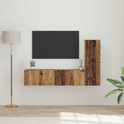 TV-Schrankset Wandmontiert 3 pcs Altholz Holzwerkstoff