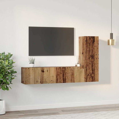 TV-Schrankset Wandmontiert 3 pcs Altholz Holzwerkstoff