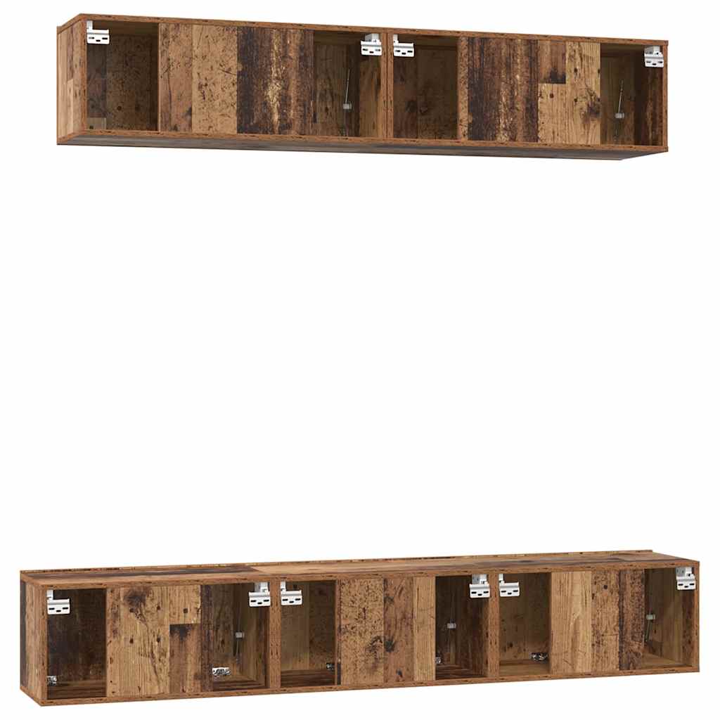 TV-Schrankset Wandmontiert 5 pcs Altholz Holzwerkstoff