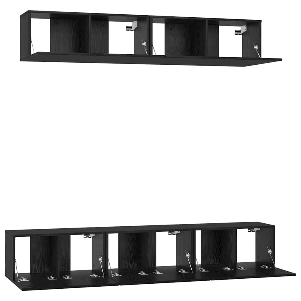 TV-Schrankset 5 pcs Schwarz Eichen-Optik Holzwerkstoff