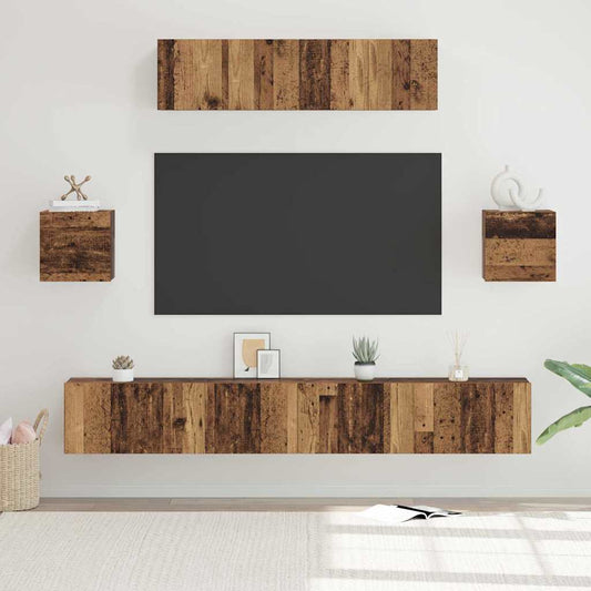 TV-Schrankset Wandmontiert 7 pcs Altholz Holzwerkstoff