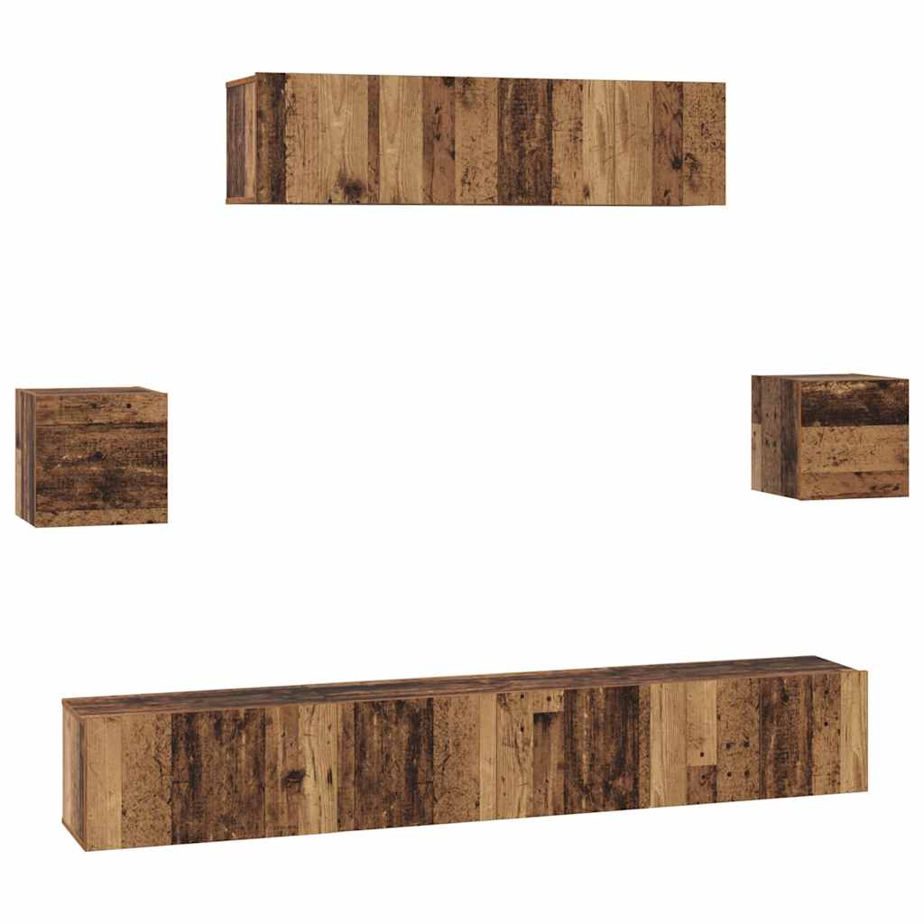 TV-Schrankset Wandmontiert 7 pcs Altholz Holzwerkstoff