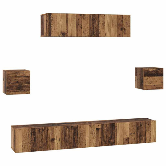 TV-Schrankset Wandmontiert 7 pcs Altholz Holzwerkstoff