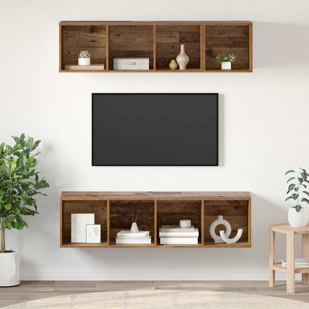 TV-Schrankset Wandmontiert 3 pcs Altholz Holzwerkstoff