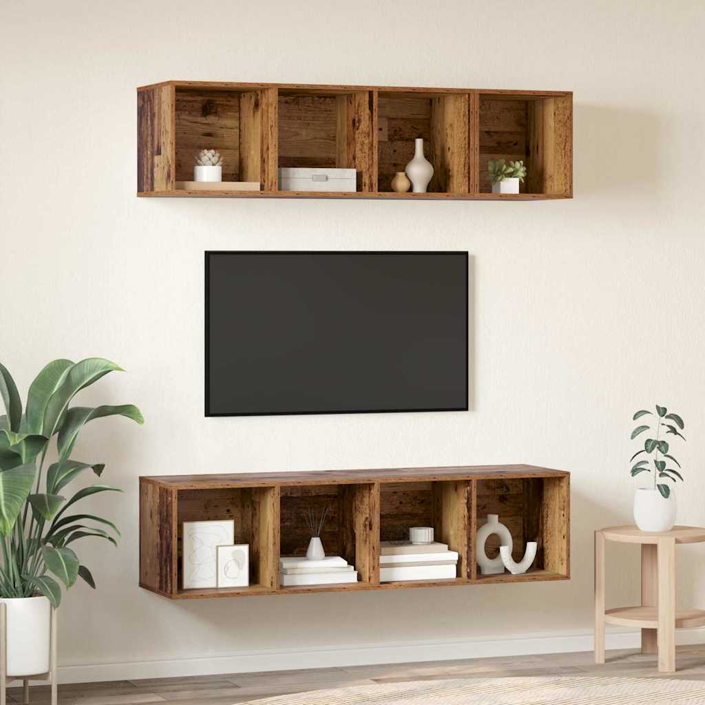 TV-Schrankset Wandmontiert 3 pcs Altholz Holzwerkstoff