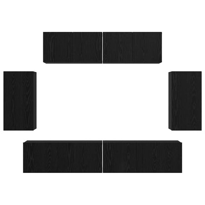 TV-Schrankset 6 pcs Schwarz Eichen-Optik Holzwerkstoff