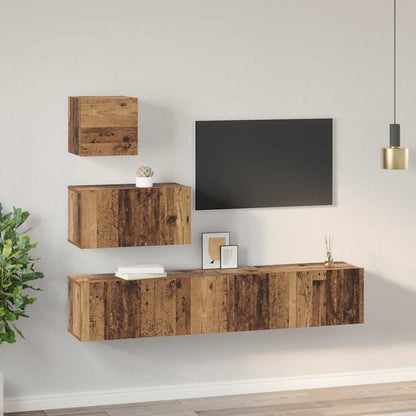 TV-Schrankset Wandmontiert 4 pcs Altholz Holzwerkstoff