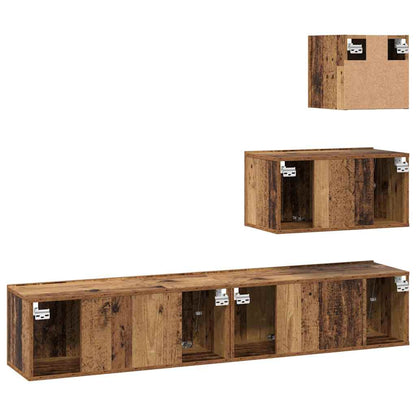 TV-Schrankset Wandmontiert 4 pcs Altholz Holzwerkstoff