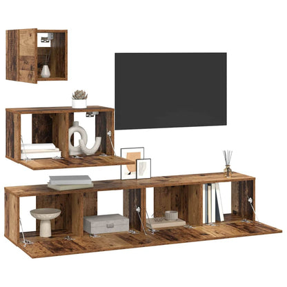 TV-Schrankset Wandmontiert 4 pcs Altholz Holzwerkstoff