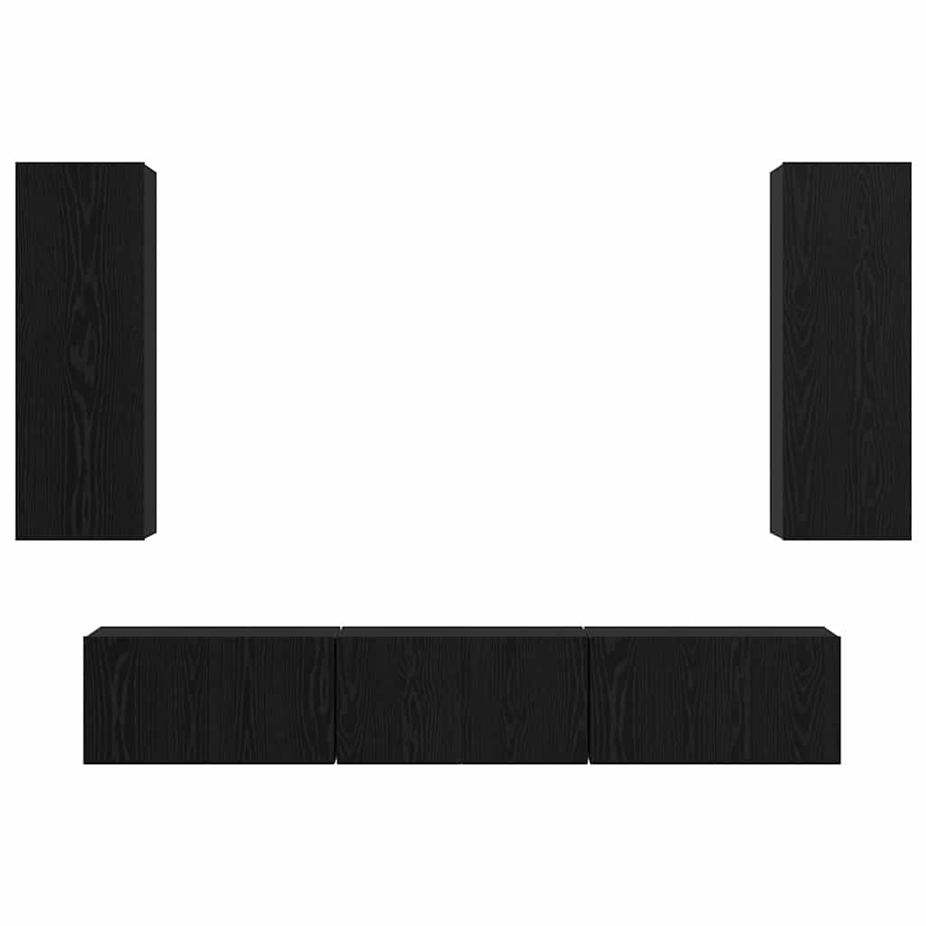TV-Schrankset 5 pcs Schwarz Eichen-Optik Holzwerkstoff